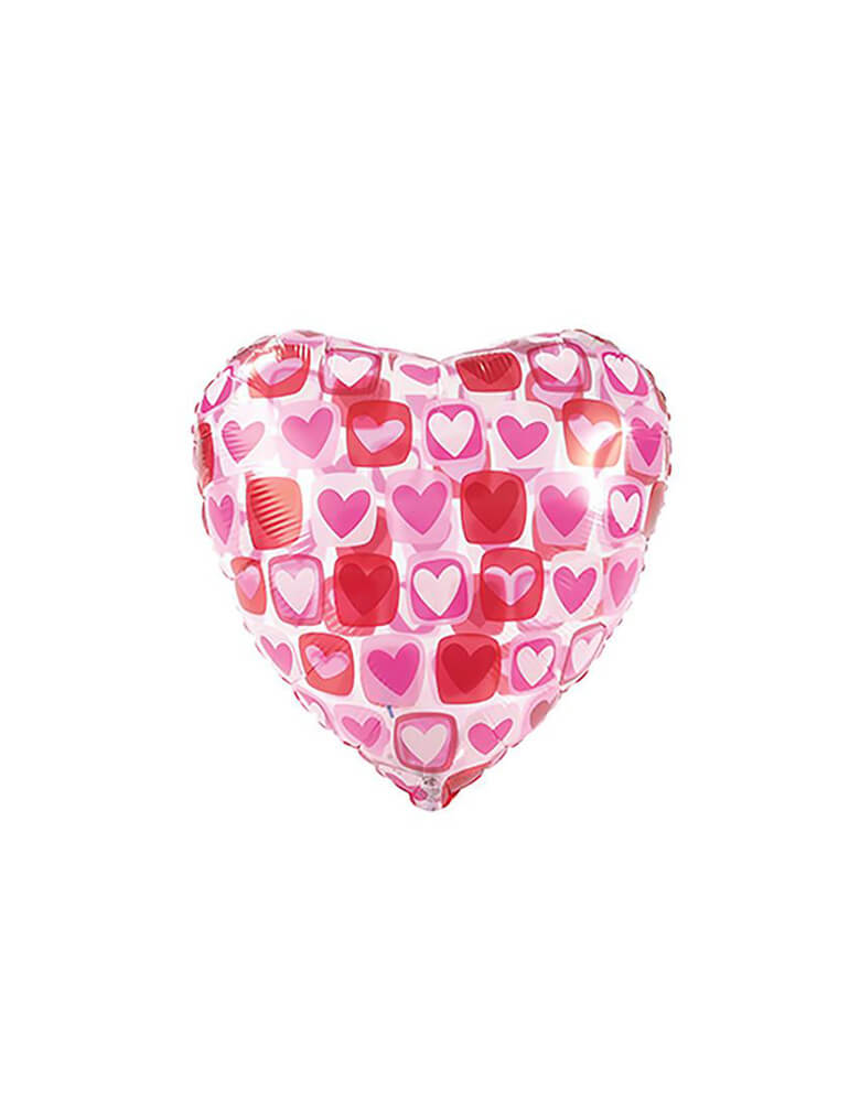 CTI 17" Junior Heart Block Pattern Clear Non-Foil Balloon for Valentine's Day