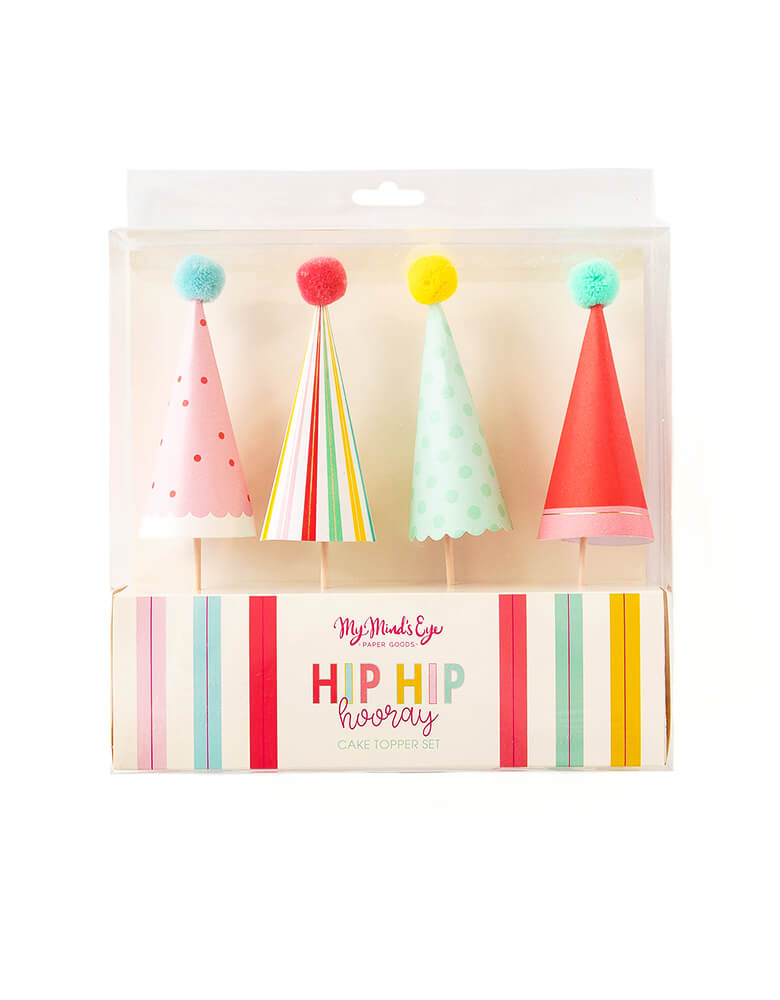 Hip Hip Hooray Cake Toppers (Set of 4)