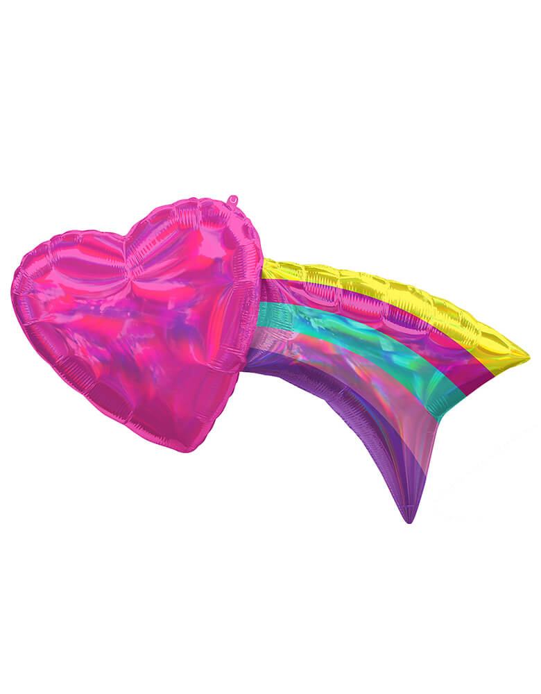 Anagram Balloons - Holographic Iridescent Rainbow with Heart Foil Balloon. 41246 Iridescent Rainbow with Heart Holographic SuperShape™ P40. Accent your rainbow party or Pride celebration with this beautiful iridescent rainbow foil mylar balloon