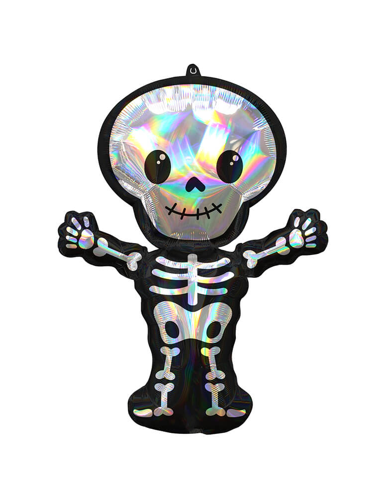 Anagram Balloons - 43154 Iridescent Skeleton Holographic SuperShape™ P40. This 34 inches holographic iridescent skeleton foil balloon is simply boo-tactic for your Halloween celebration!