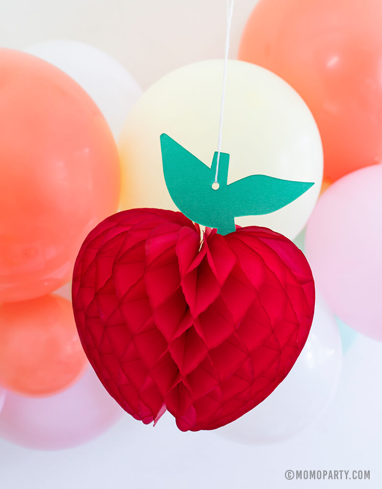 Back to school party decorations of Devra Party 7" Honeycomb Apple and Ballon Garland