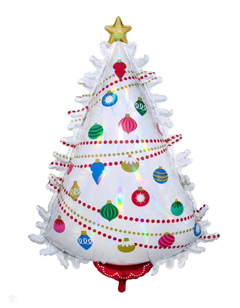 Anagram Balloons - Iridescent Christmas Tree Foil Balloon. This 36 inches gorgeous holographic iridescent Christmas tree is perfect for your  holiday decoration and Holiday celebration,