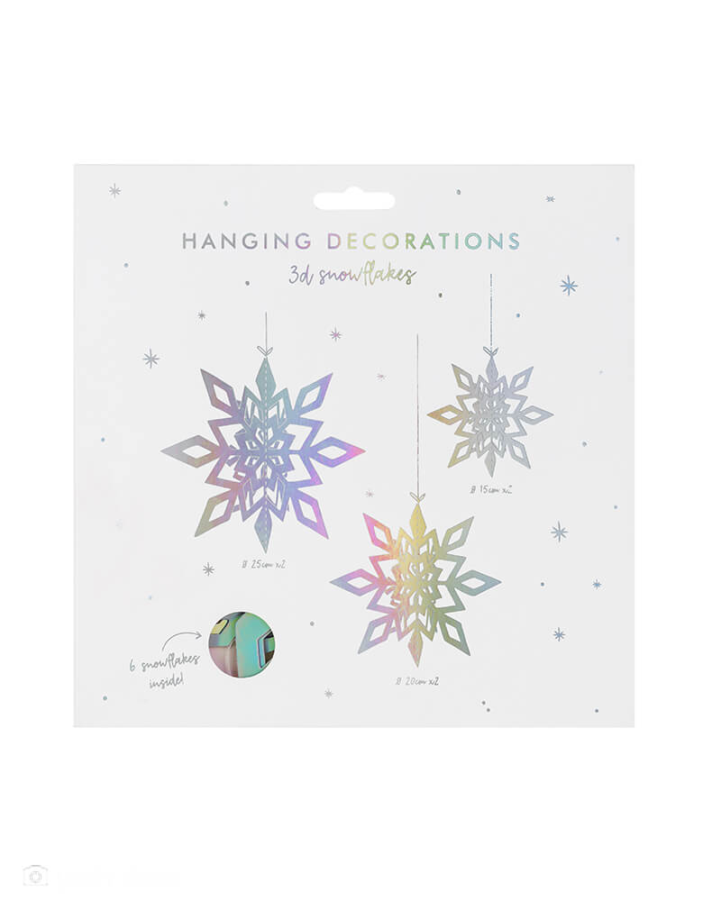 Iridescent Snowflake Hanging Decorations (Set of 6)