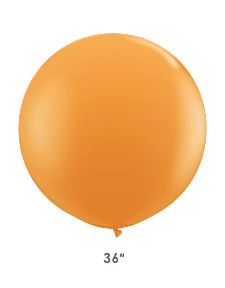 Momo Party Jumbo Round 36" orange Latex Balloon by Qualatex Balloons. This jumbo 3 ft round latex balloon in orange color is perfect for making a stunning balloon cloud at a larger scale.