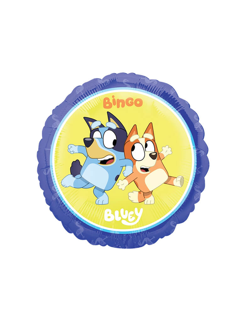 Anagram Balloons 43024 18C HX Bluey Foil Balllon. Accent your Bluey themed party with this awesome junior Bluey round foil mylar balloon featuring Bluey and Bingo