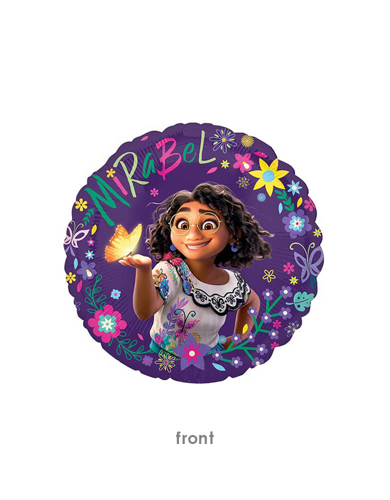 This is a 17″ Disney Encanto Foil balloon from Anagram. With Mirabel focus design on the front of the round balloon. It's perfect balloon to decorating your child's Encanto-themed birthday or gifting along with a basket full of treats.