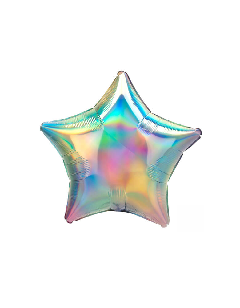 Anagram 19" Junior Iridescent Pastel Rainbow Star Shaped Foil Balloon