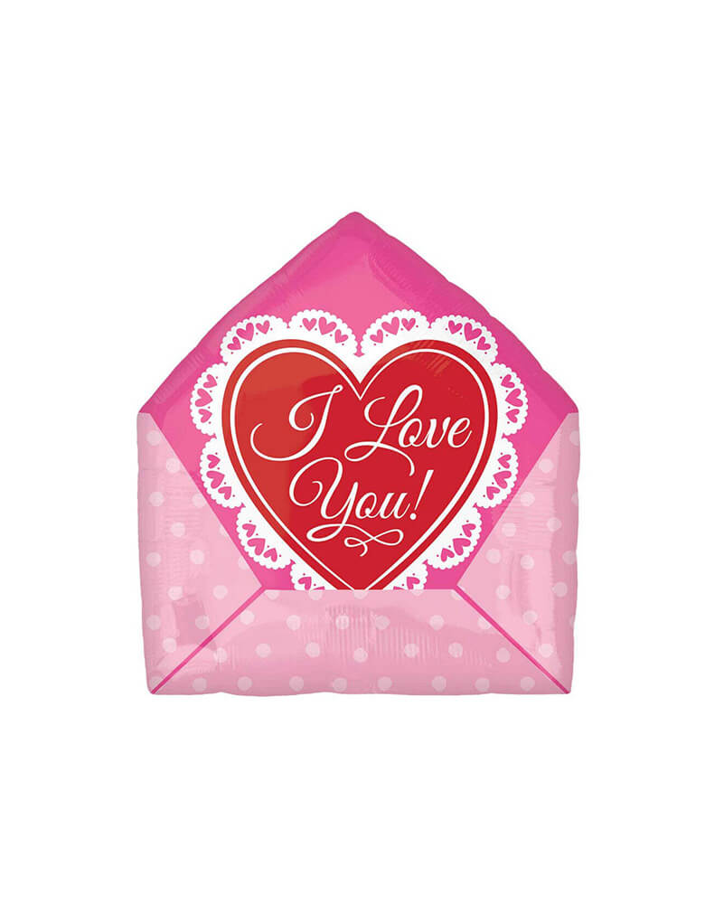 The back of Anagram 16" Junior Love Letter Foil Balloon with I Love You message for Valentine's Day