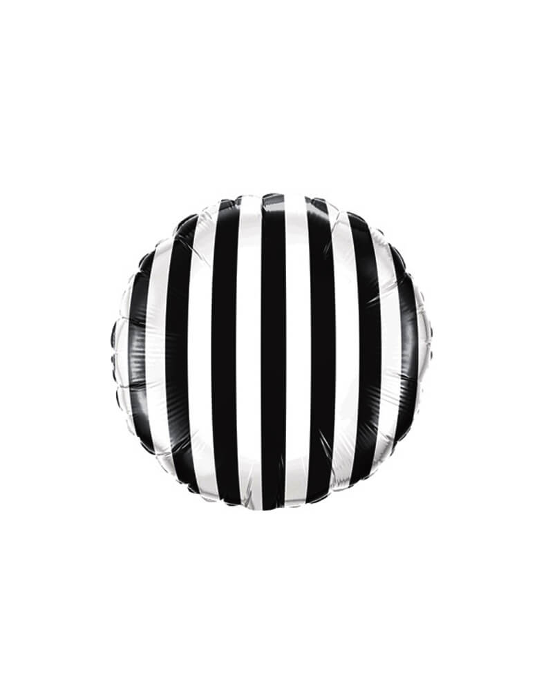 Junior Vertical Stripes Black and White Foil Mylar Balloon