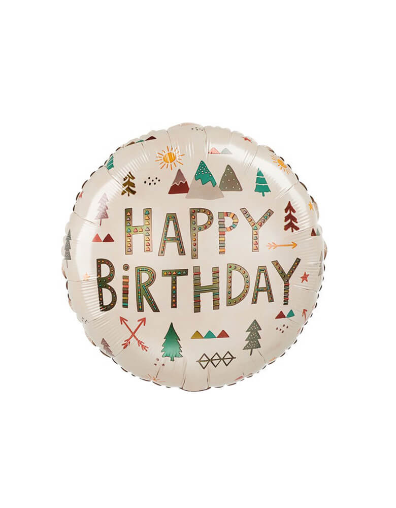 Anagram Balloons - 18 inches Junior Wilderness Happy Birthday Foil Balloon. Featuring a 18 inches round foil balloon with camping themed elements design and "happy birthday" text in the middle. Celebrate your little camper's birthday with this fun round wilderness birthday foil mylar balloon! 