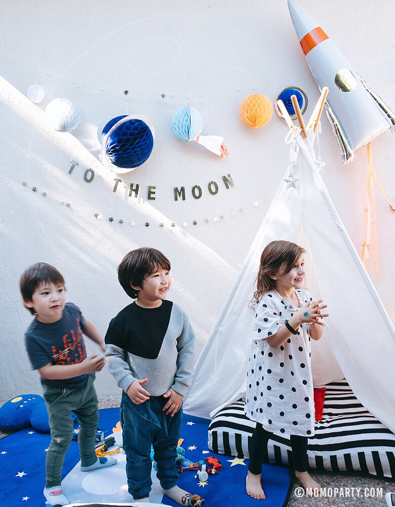 Kid's Party with Rocket Mylar Balloon and Space Garland