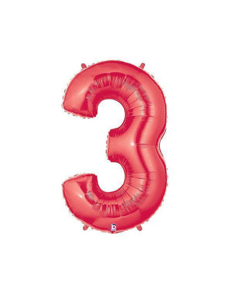 40" NUMBER 3 - RED MEGALOON Foil Party Balloon