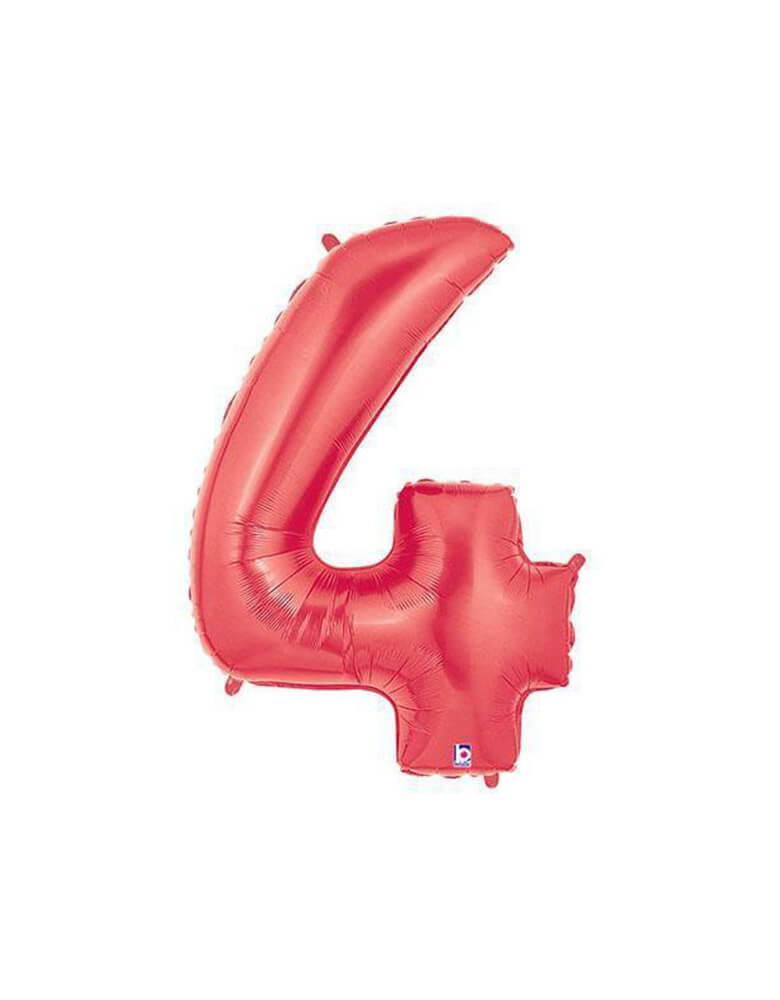 40" NUMBER 4 - RED MEGALOON Foil Party Balloon
