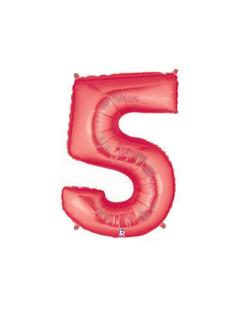40" NUMBER 5 - RED MEGALOON Foil Party Balloon