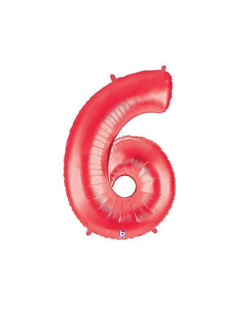 40" NUMBER 6 - RED MEGALOON Foil Party Balloon