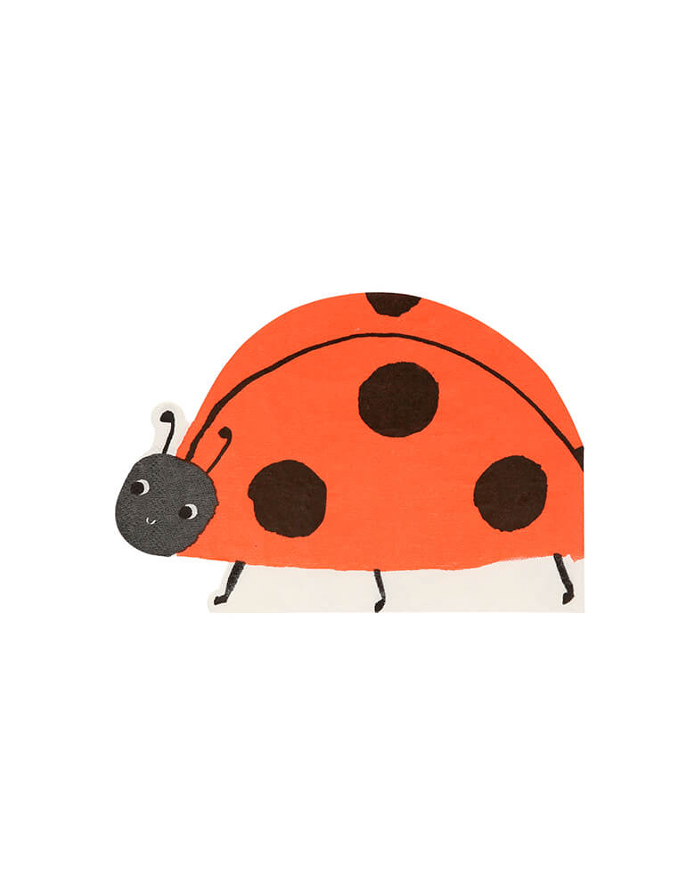 Meri Meri Ladybug Napkins. Pack of 20. Featuring in the shape of a ladybug, they will add a wonderful decoration to the party table Made from eco-friendly paper 