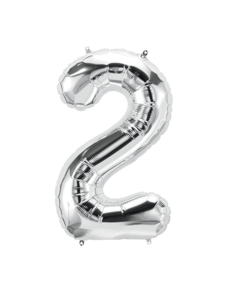 Northstar Balloons, 34 inches Large Number Silver Foil Mylar Balloon - number 2