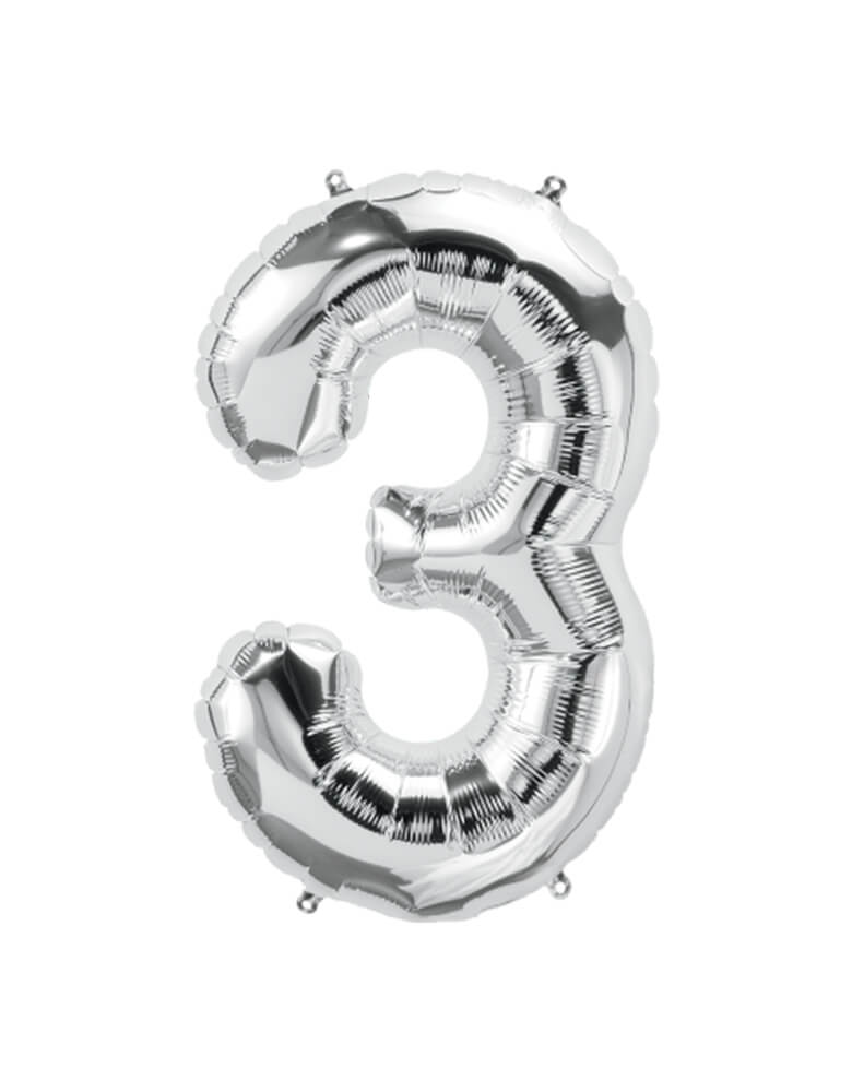 Northstar Balloons, 34 inches Large Number Silver Foil Mylar Balloon - number 3