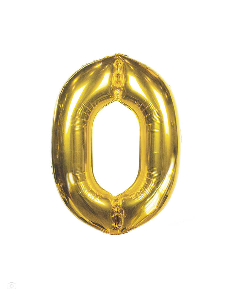 Talking Tables - We Heart Birthdays Foil Balloon Large Number - Number 0. This Giant Gold Foil Mylar Balloon is Perfect for birthdays, parties, and anniversaries