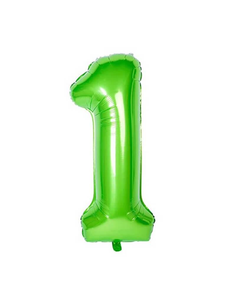 Large Number Green Foil Mylar Balloon of Number One #1