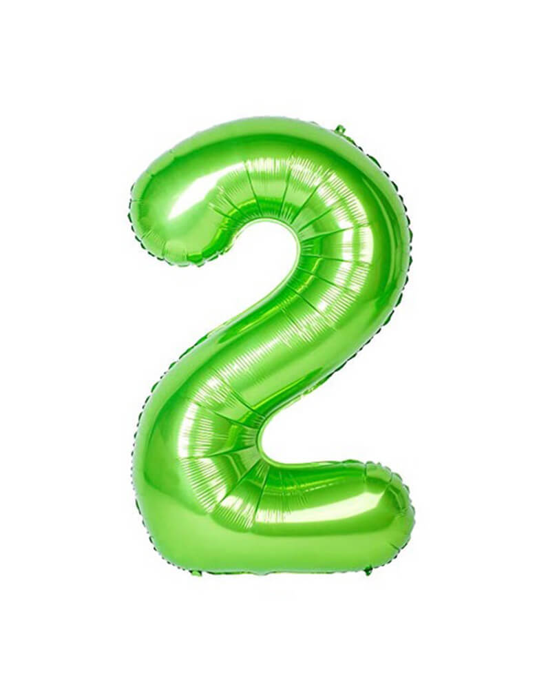 Large Number Green Foil Mylar Balloon of Number Two #2