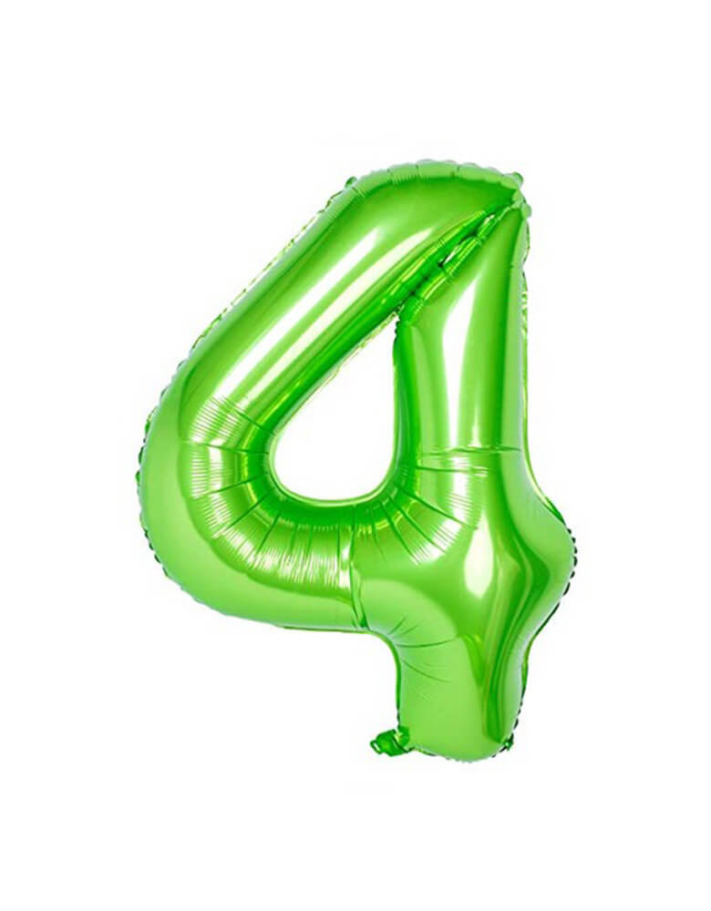 Large Number Green Foil Mylar Balloon of Number four #4