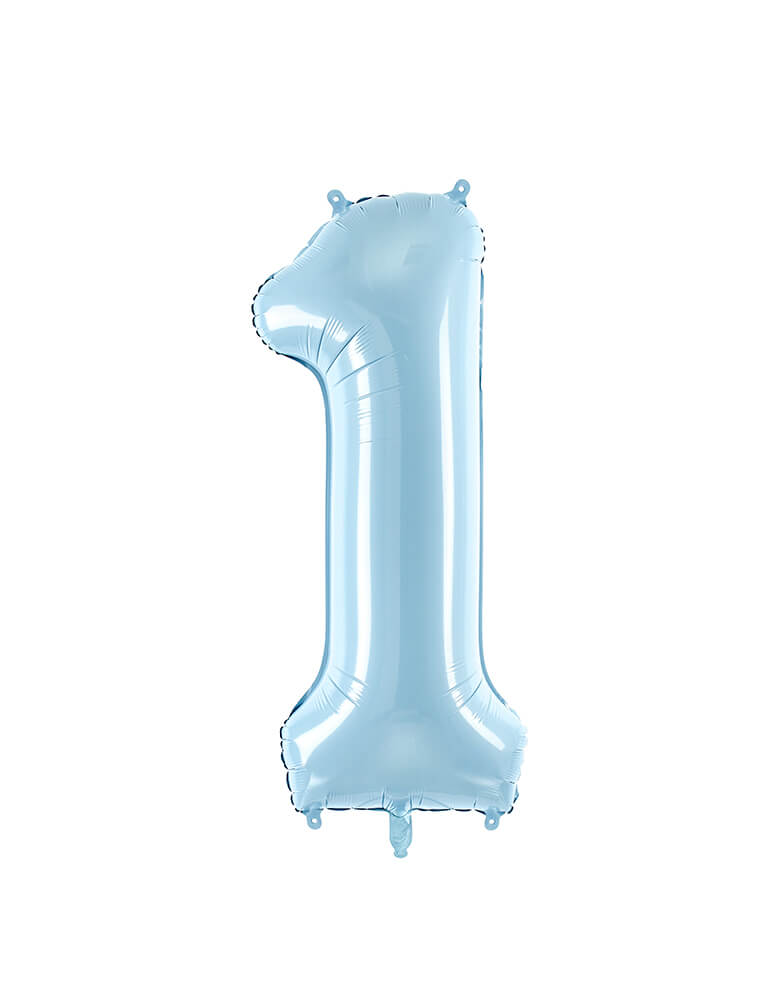 Large Number Pastel Blue Foil Mylar Balloon