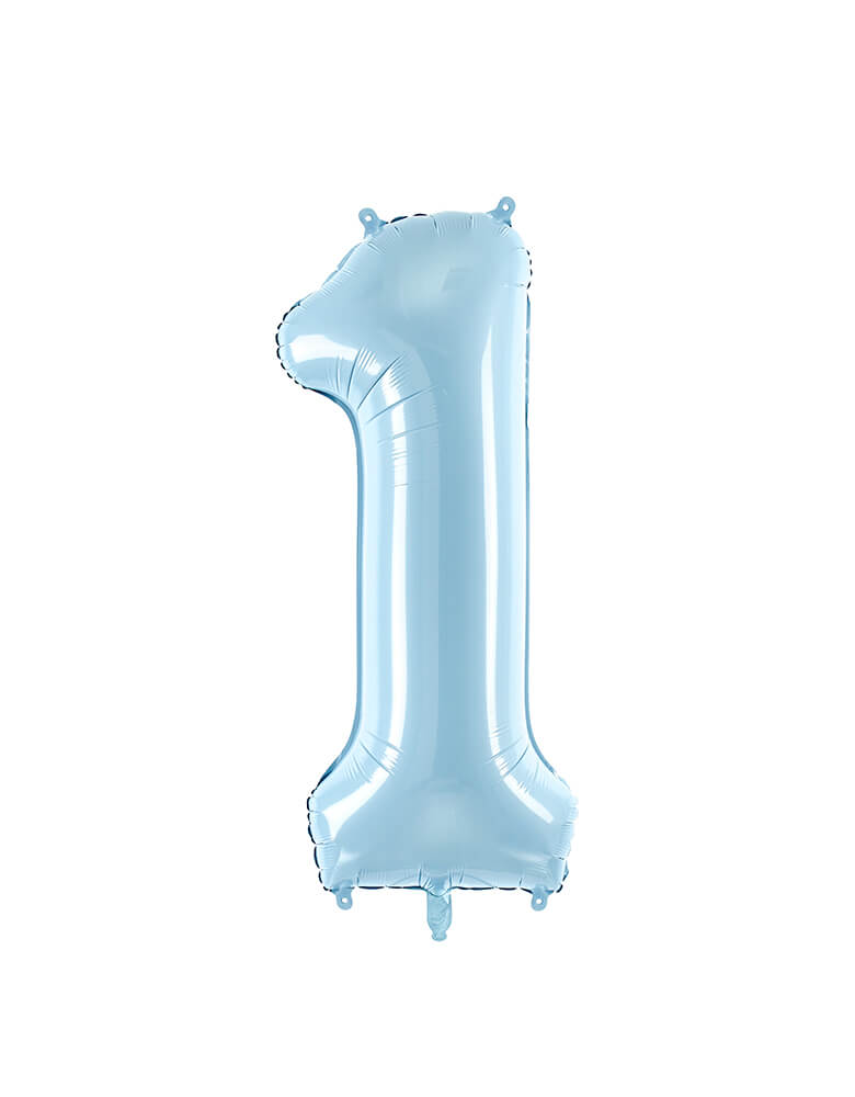 Party Deco -  34 inch - Large Number Pastel Blue Foil Mylar Balloon - Number 1  balloon for boy's 1st birthday party, 11 years old party, anniversary celebration