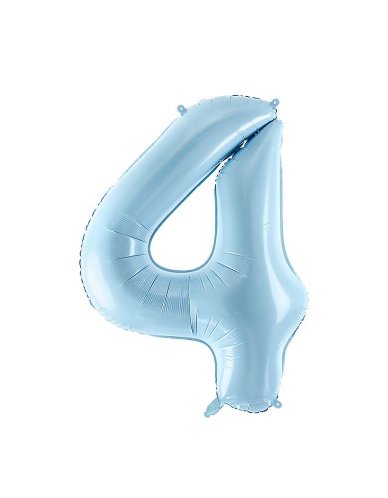 Party Deco - 34 inch - Large Number Pastel Blue Foil Mylar Balloon - Number 4 balloon