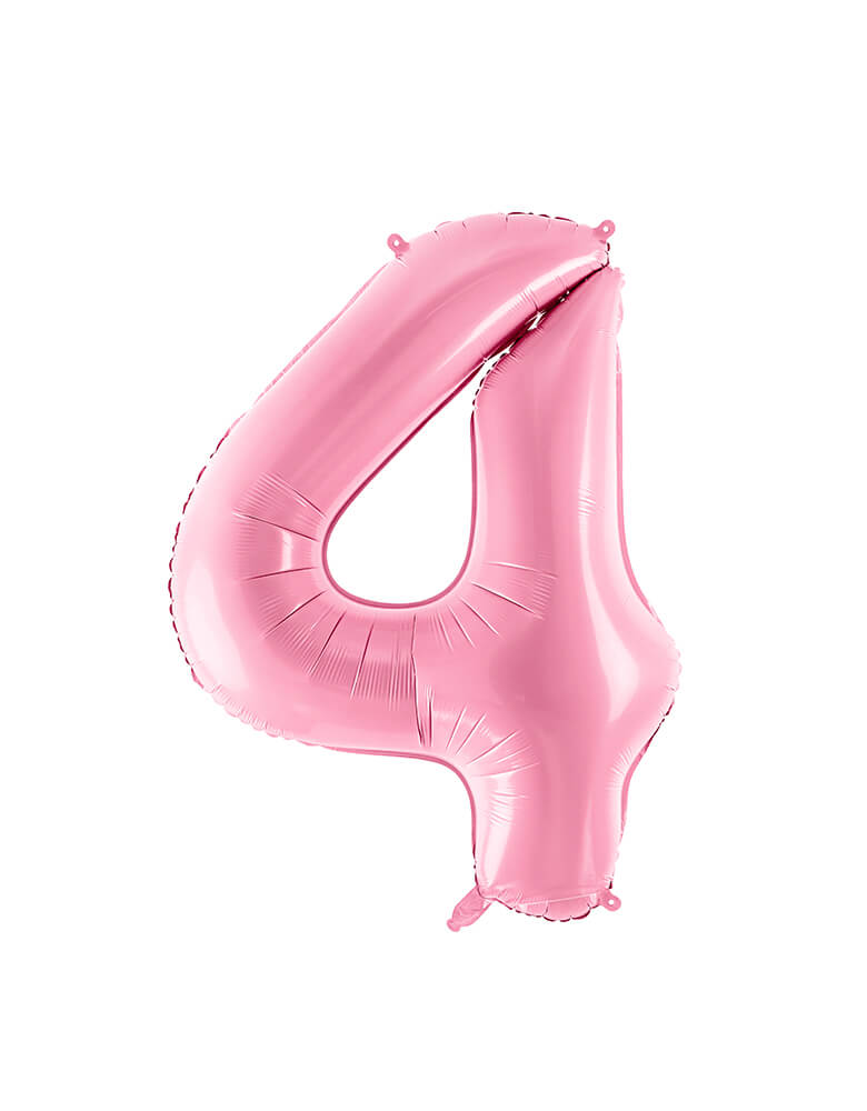 Party Deco - 34 inch - Large Number Pastel Pink Foil Mylar Balloon - Number 4 balloon
