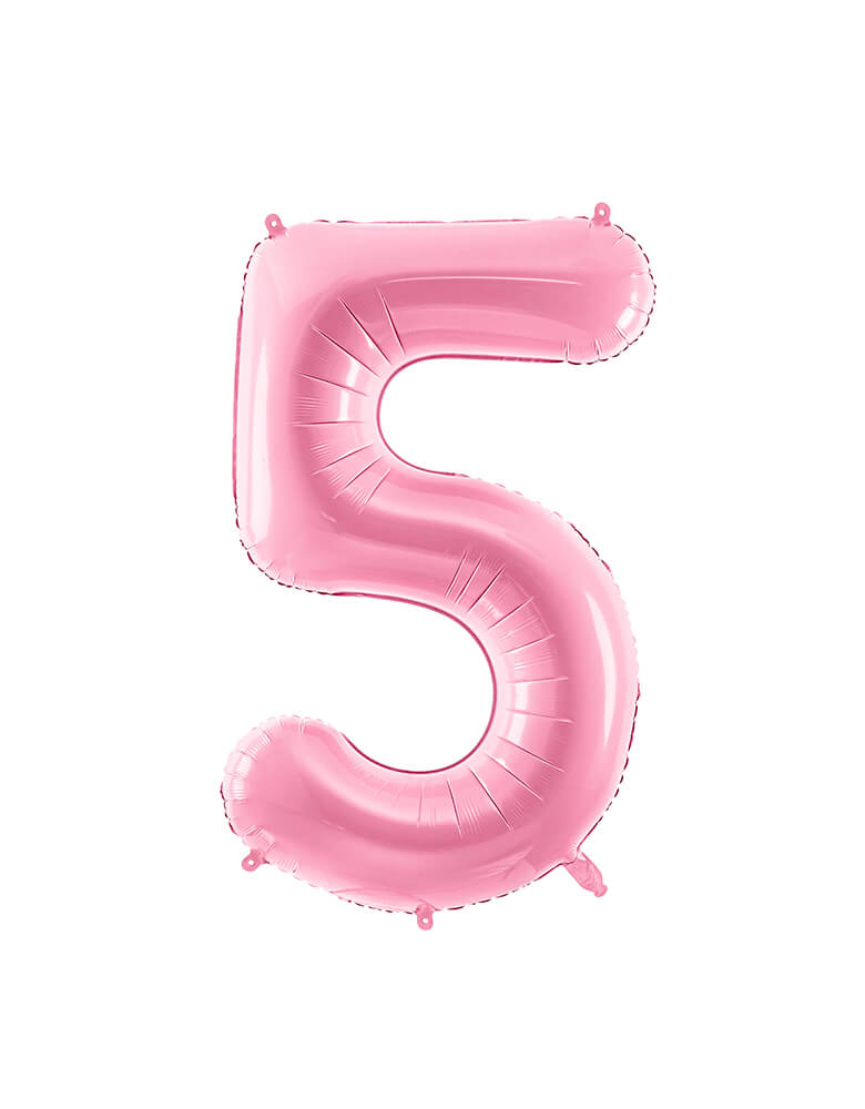 Party Deco - 34 inch - Large Number Pastel Pink Foil Mylar Balloon - Number 5 balloon