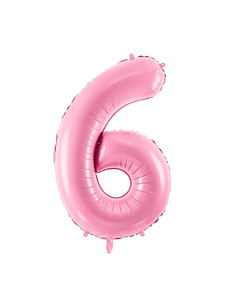 Party Deco - 34 inch - Large Number Pastel Pink Foil Mylar Balloon - Number 6 balloon