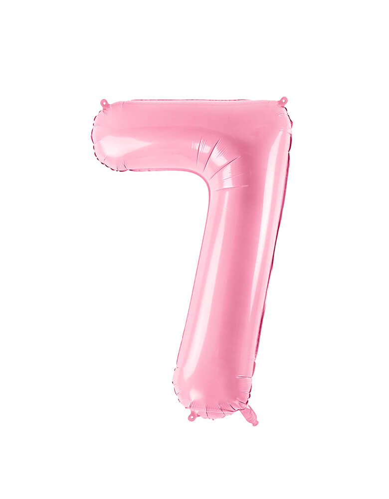 Party Deco - 34 inch - Large Number Pastel Pink Foil Mylar Balloon - Number 7 balloon