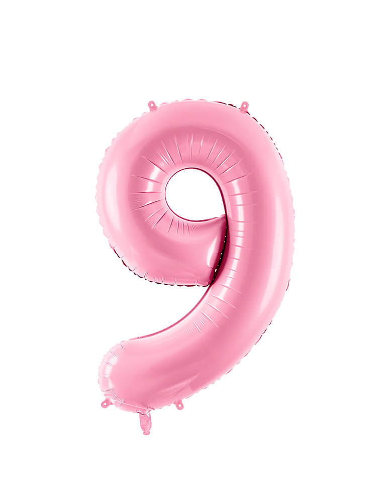 Party Deco - 34 inch - Large Number Pastel Pink Foil Mylar Balloon - Number 9 balloon