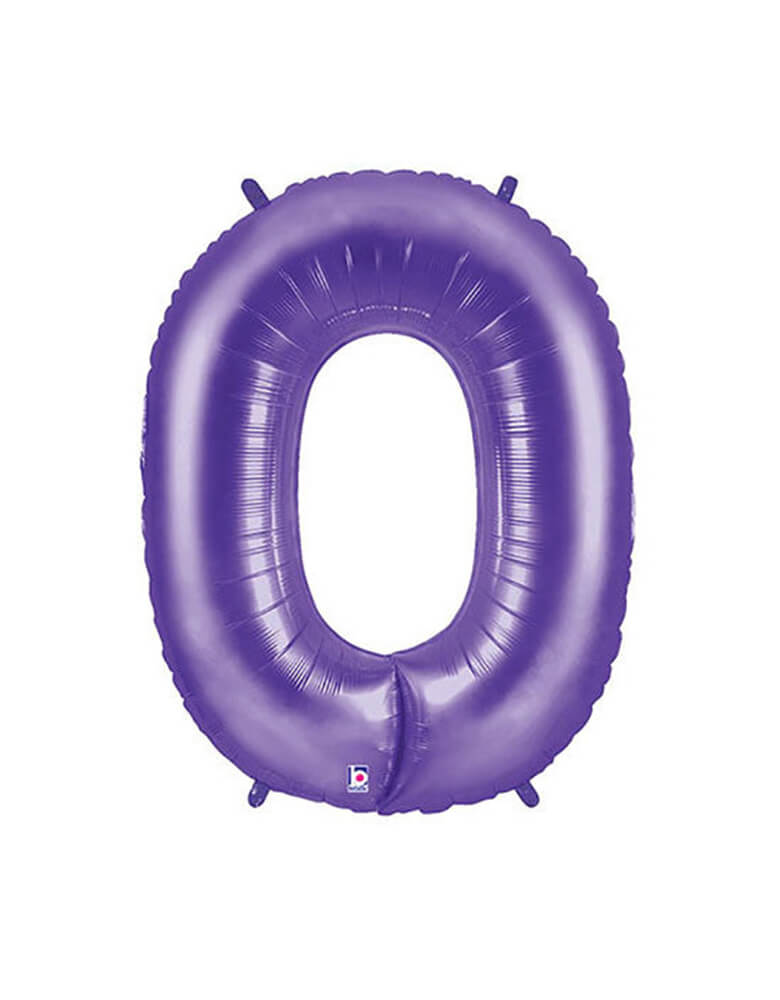 Betallic Balloon - 40 inches Purple Megaloon foil mylar number balloons - Number 0. This Giant Balloon is the ultimate way to celebrate someone's birthday, milestone event, a couple's anniversary, the anniversary of a business and for marketing a special priced product at a business! Also Perfect for Encanto Party, Butterfly Party, unicorn party or any birthday party for girls. These huge balloons are great for bouquets, photo backdrops, on the top of balloon columns and more.