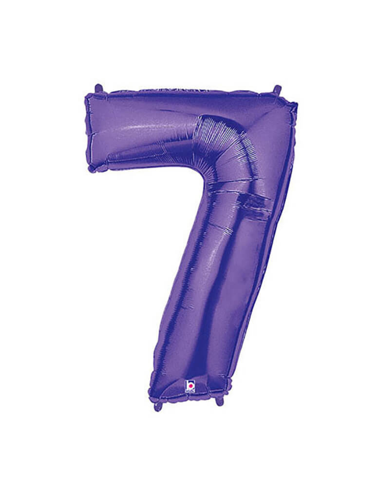Betallic Balloon - 40 inches Purple Megaloon foil mylar number balloons - Number 7. This Giant Balloon is the ultimate way to celebrate someone's birthday, milestone event, a couple's anniversary, the anniversary of a business and for marketing a special priced product at a business! Also Perfect for Encanto Party, Butterfly Party, unicorn party or any birthday party for girls. These huge balloons are great for bouquets, photo backdrops, on the top of balloon columns and more.