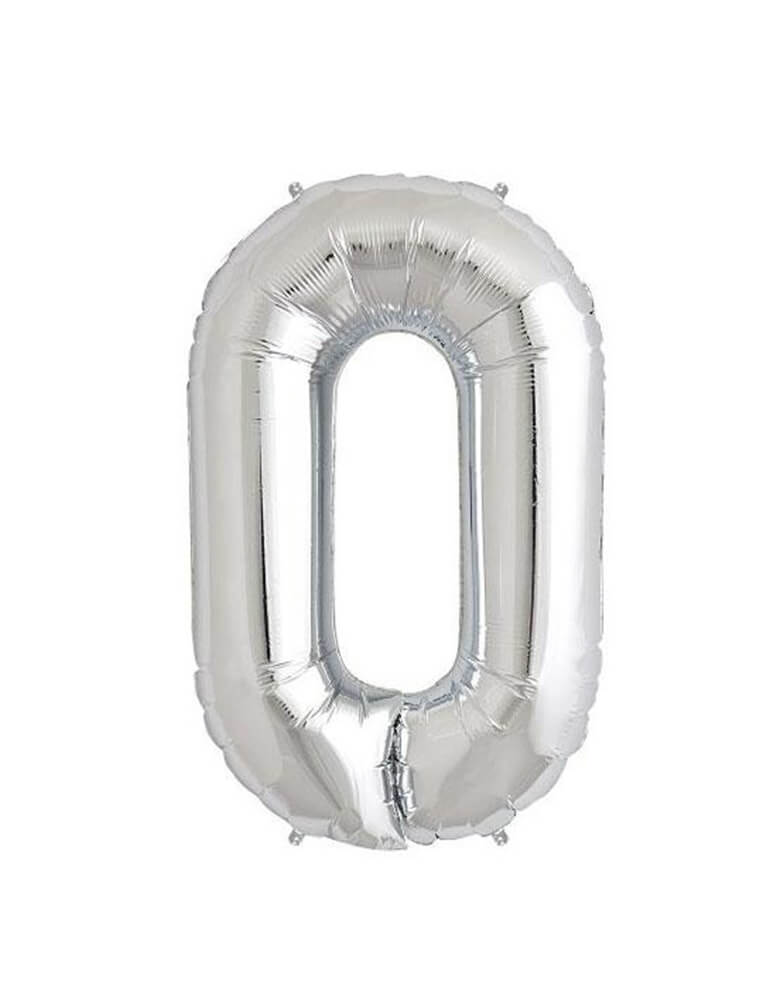 Momo Party's 34 inches Large Number Silver Foil Mylar Balloon - number zero by Northstar Balloons