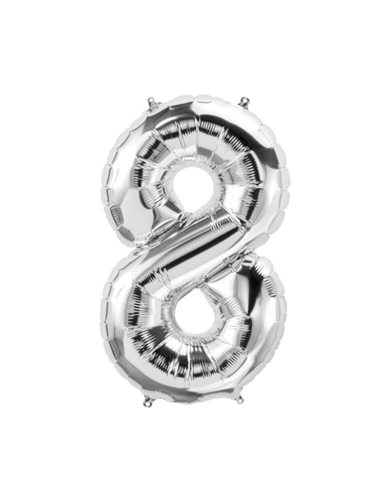 Momo Party's 34 inches Large Number Silver Foil Mylar Balloon - number 8 by Northstar Balloons