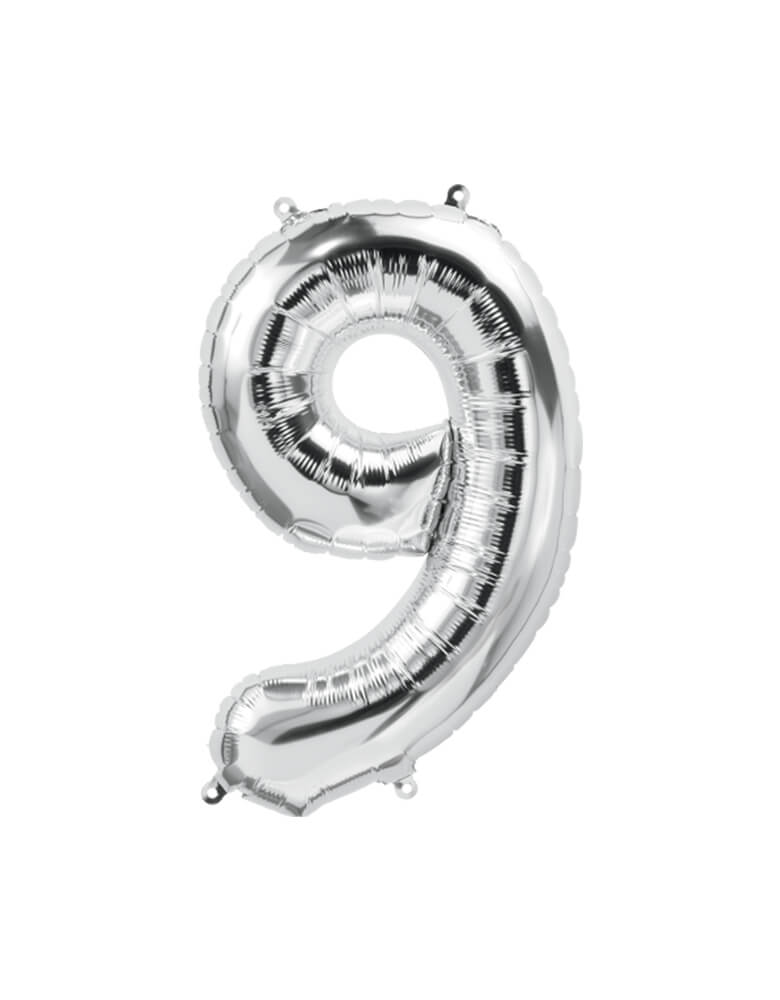 Momo Party's 34 inches Large Number Silver Foil Mylar Balloon - number nine by Northstar Balloons