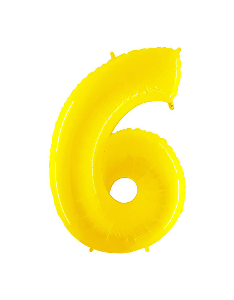 Party Brands Large 40" Bright Yellow foil mylar number balloon Number 6. These huge balloons are great for bouquets, photo backdrops, on the top of balloon columns, incorporated into a balloon arches and more. t's perfect for a superhero or Pokemon themed birthday!
