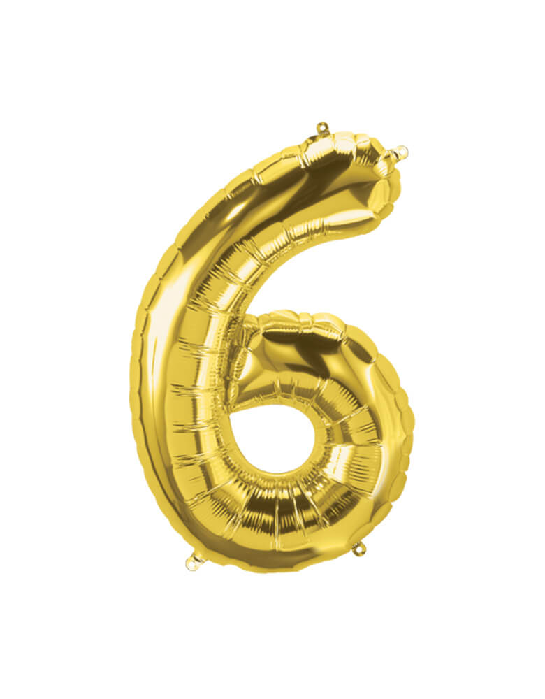 Talking Tables - We Heart Birthdays Foil Balloon Large Number - Number 6. This Giant Gold Foil Mylar Balloon is Perfect for birthdays, parties, and anniversaries