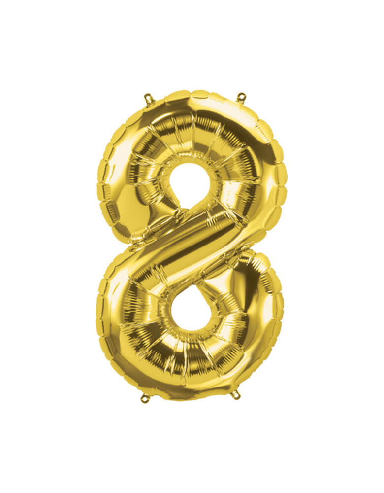 Talking Tables - We Heart Birthdays Foil Balloon Large Number - Number 8. This Giant Gold Foil Mylar Balloon is Perfect for birthdays, parties, and anniversaries