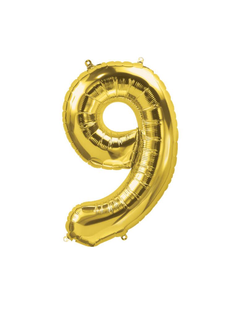 Talking Tables - We Heart Birthdays Foil Balloon Large Number - Number 9. This Giant Gold Foil Mylar Balloon is Perfect for birthdays, parties, and anniversaries