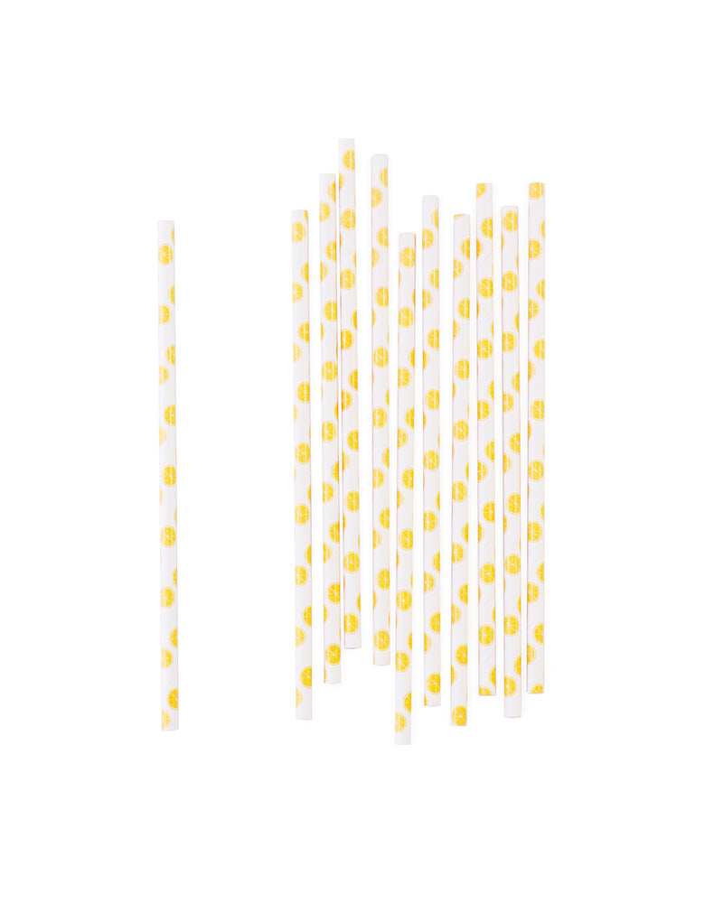 Party Paper Straws with Lemon Patterns
