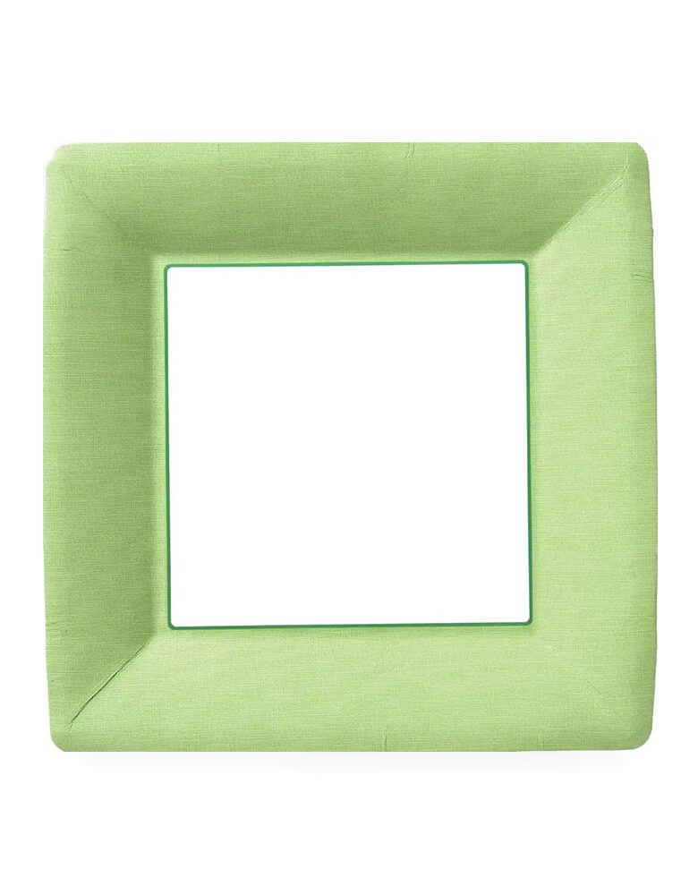 Momo Party's 10" x 10" lime green square dinner plates by Boston International featuring a classic linen look design, are modern and sophisticated for mix-and-match. Great for kid's Minecraft themed birthday party or a jungle or safari themed 1st birthday party.