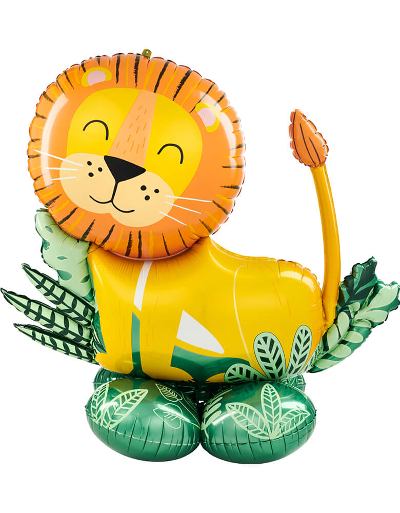 Anagram Balloons - 42940 Get Wild Lion CI: AirLoonz™ Large P70. This lion AirLoonz balloon stands 45" high when fully inflated and is designed to be inflated with air only. Accent your safari, "Wild One" party, Get wild 1st birthday party with this giant lion AirLoonz foil mylar balloon. This adorable balloon will definitely be a hit at your party!