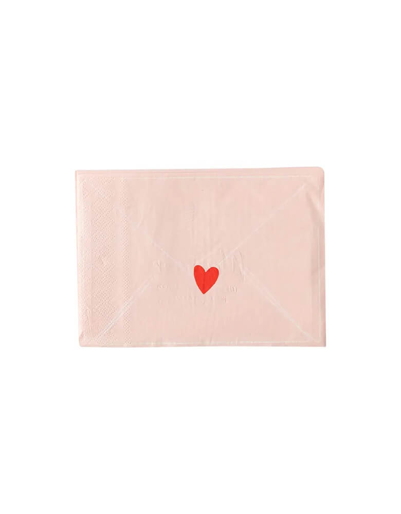 Momo Party's 6.5 x 4.5" love note letter shaped napkins by My Mind's Eye, designed to look like a Valentine's Day love note, and featuring gold foil accents, these napkins add the perfect touch to a Valentine's Day tablescape, or spread some cheer at a Galentine's cocktail party!