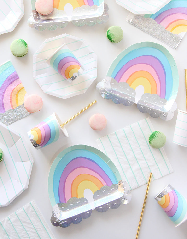 over the rainbow pastel die cut large paper plates and cups