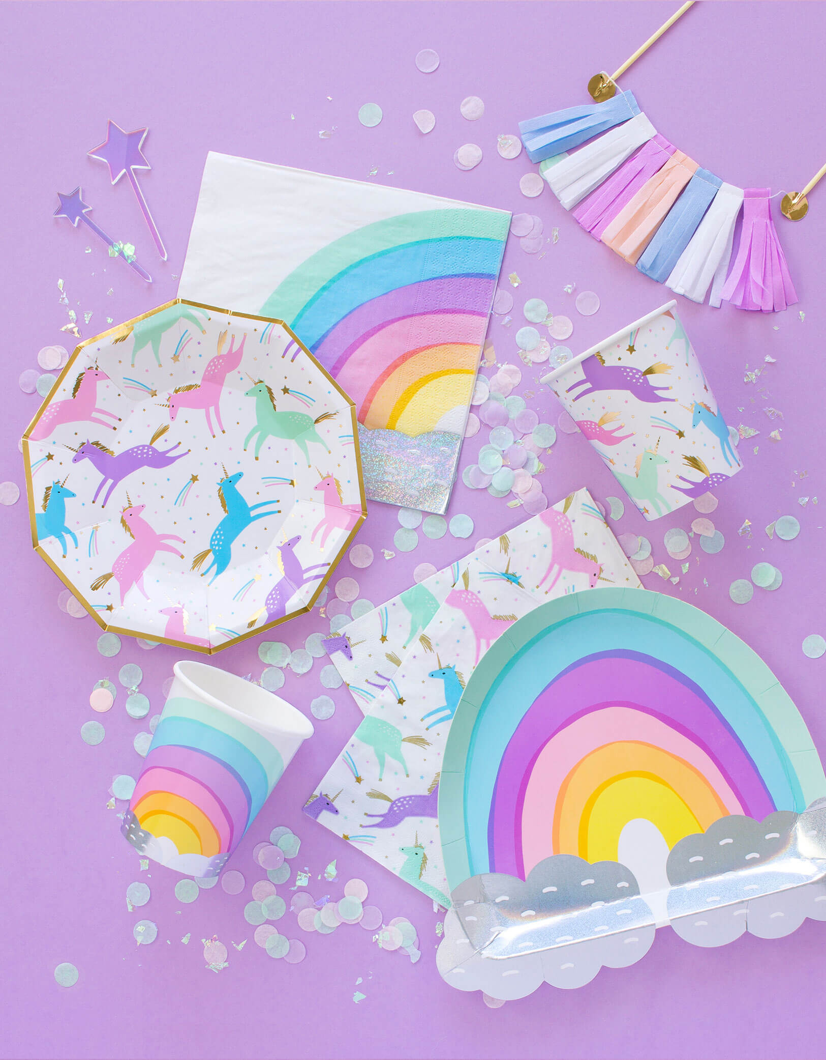 magical unicorn small paper plates with rainbow large plates, cups and napkins