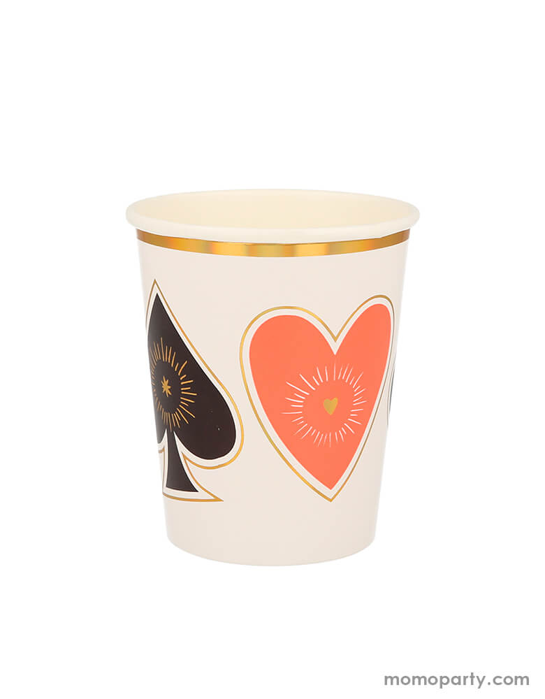 Meri Meri - Magic Cups with ace pattern of hearts and spades , with lots of holographic gold foil detail and a border add shine and style. These cups are made from eco-friendly paper, Pack of 8 in 7 designs. They are perfect for a magic themed party which you want to fill with wonder and fun.